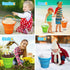 LNCOJOLM Summer Collapsible Bucket Sandbox Kit Toys for Kids, Foldable Bucket Multi Purpose Sand Pail for Garden