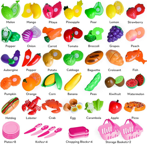 100 2 3 4 5 Shemira PCS Cutting Play Food Toy for Kids Kitchen, Pretend Food Toys for Toddlers, Play Kitchen Toys
