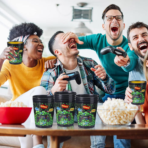 24 Pieces 16 oz Video Game Theme Cups for Kids Gamer Birthday Party Supplies (Green)