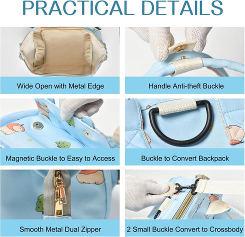 Mozzilog Backpack 4 1 Mommy Small Diaper Bag Crossbody, Convertible Mini Diapers in w/ Shoulder for Stroller, Travel