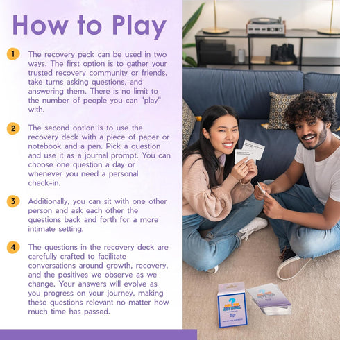 Recovery Pack Card Game - 100 Cards for Group Therapy, Coping Skills, and Self-Improvement