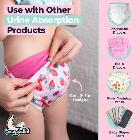 Snugglekid 6-Pack Waterproof Plastic Underwear for Potty Training, - Super-Soft Cloth Diaper Covers with Ultra-Thin TPU