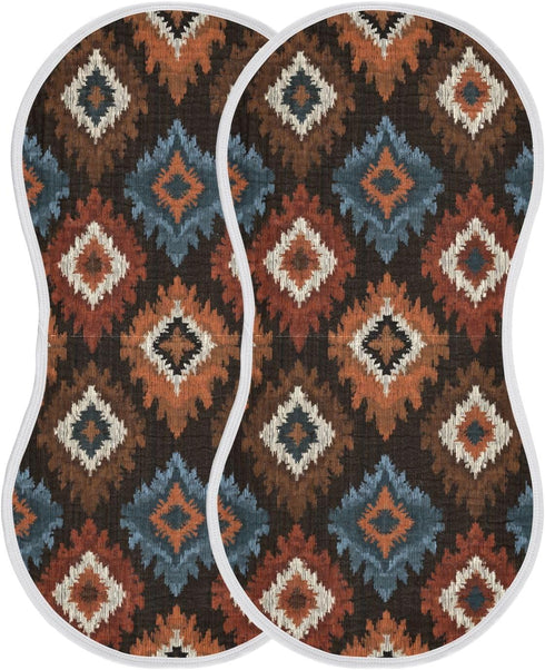 decor gift 4 Pack 22x11in Cotton Burp Cloths Muslin Breathable Rust Ikats Vector wash Cloth for Unisex Newborns