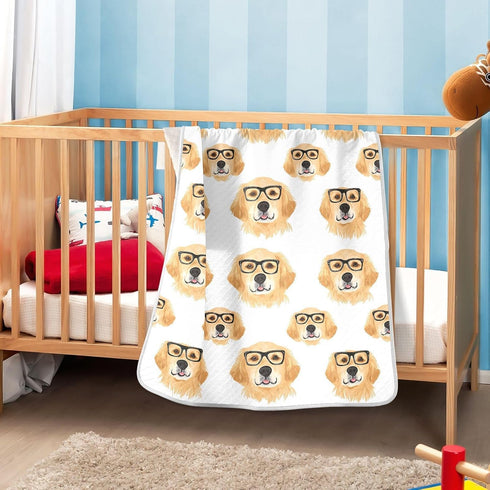 30x40 vvfelixl Baby Swaddle Blanket for Boys Girls Golden Retrievers Glasses Baby Receiving Blanket for Newborn Nursery