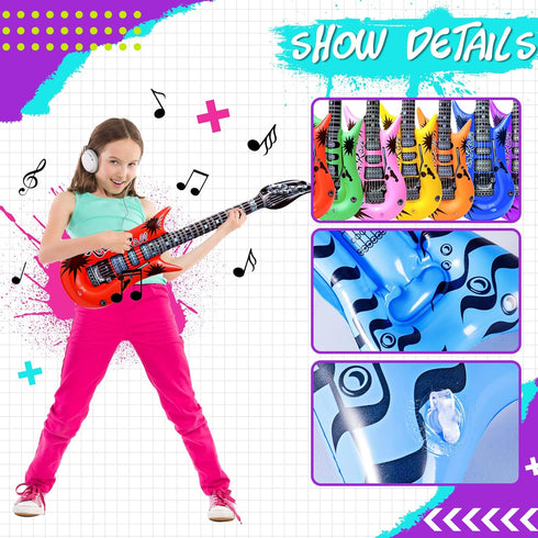 Set, 48pcs 80s 90s Max Fun Inflatable Rock Star Toy Inflatable Party Props for Kids Party Decorations Inflatable