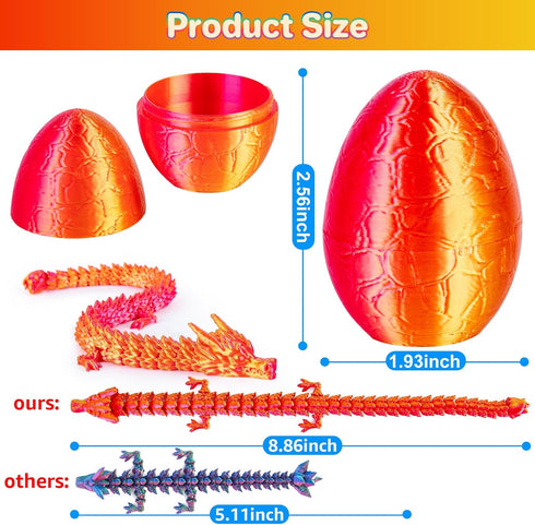 12Pcs 3D 8.86inch 3D 12Pack Printed Dragon Eggs Mini Dragon Eggs with Dragon Inside Printed Toys Dragon Toys for Kid