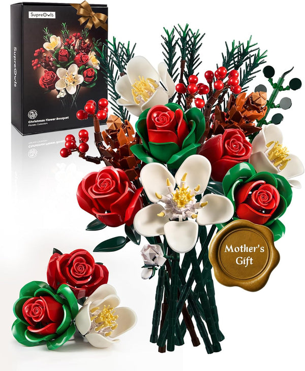 iATOM Flower Bouquet Building Set - Artificial Roses Botanical Collection for Adults -
