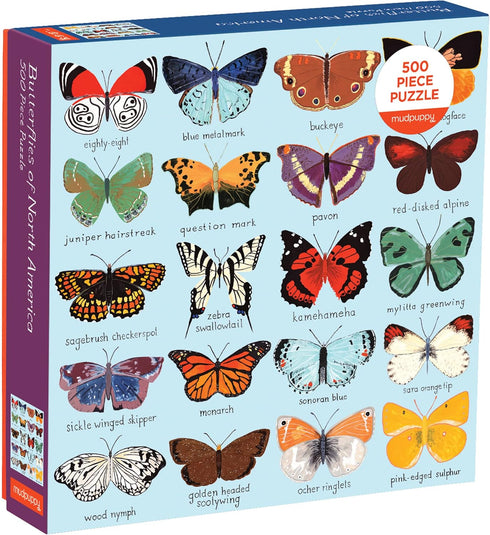 Mudpuppy Butterflies of North America 500 Piece Family Jigsaw Puzzle, Recognizable Butterflies Puzzle