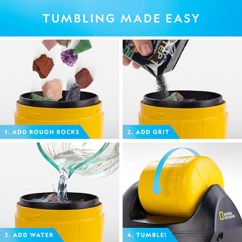 NATIONAL GEOGRAPHIC Starter Rock Tumbler Kit - Complete Durable Leak-Proof Rock Polisher for Kids - Geology Hobby