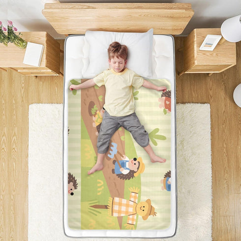 siphylline 52" 34" Cartoon Farmer Hedgehogs Green Extra Large Resuable Diaper Mats Waterproof Washable Potty Training