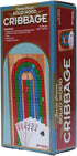 Family Classics Cribbage - Solid Wood Continuous 3 Track Board with Built-In Storage for Pegs