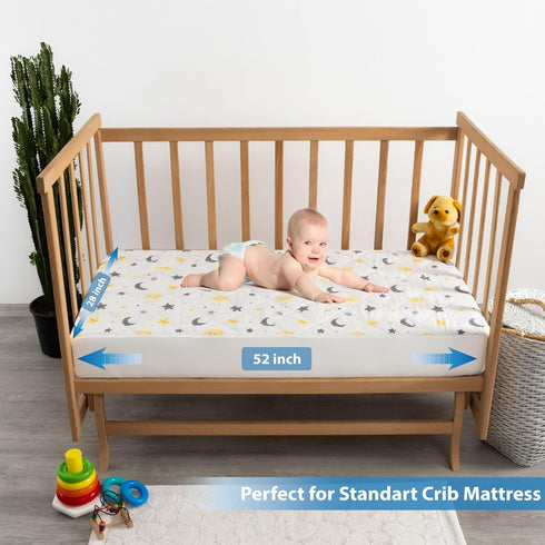 NEWO SELECT Sheets,%100 52"x28" 1, Pack) Waterproof Crib Mattress Protector Cotton Fabric, Absorbent Crib/Toddler