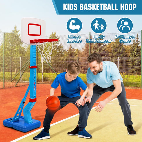 SUPER JOY Toddler Basketball Hoop - Height Adjustable Kids Basketball Hoop for Indoor Outdoor Play, Portable Goal