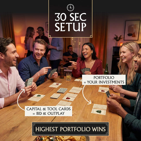 20-40 14+, 2-6 Sharks of Wall Street Auction Core Bidding Card Game Portable, Quick, Entertaining, Easy To Learn