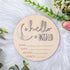Giantree 15x14.7cm/5.9x5.78inch, Baby Announcement Sign, Wooden, 'Hello World', Rustic, Round, Stars, Name Sign