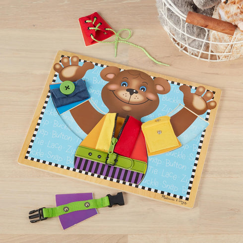 Melissa & Doug Basic Skills Puzzle Board - Wooden Activity Board for Fine Motor Skills, Ages 3+