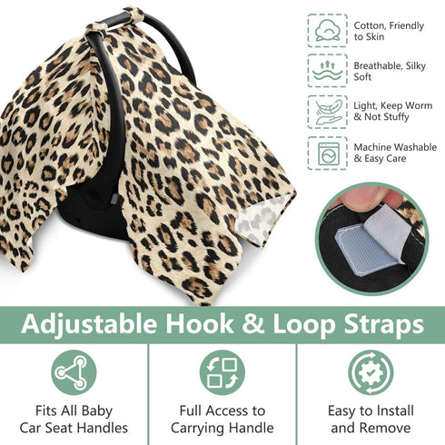 Mazeann Leopards Cheetah Print Cream Car Seat Cover Baby Breathable Soft Infant Carseat Covers Canopies Babies Carrier