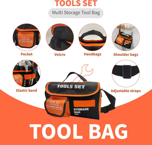 Kids Tools Set with Storage Bag, 38 PCS Play Tool Accessories for Toddlers 3-5, Tool Sets for Boys Ages 4-6, 6-8 Gifts