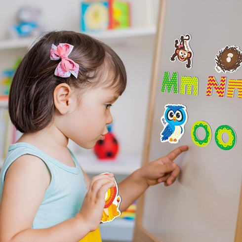 78 Magnetic Alphabet Set, 26 Uppercase, 26 Lowercase Letters & 26 Object Patterns, Educational Spelling Learning Toys