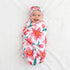 4 Sets Set 4 Moukeren Newborn Receiving Blanket Headband Baby Flower Swaddle Infant Sleepsack Nursery Blankets for Warm