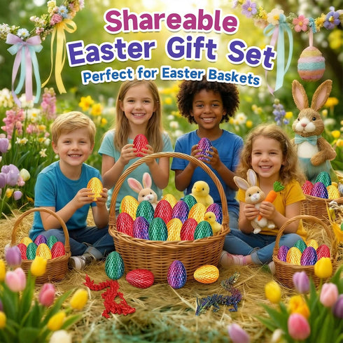 VivaNova 4 Pack 3D Printed Easter Dragon Eggs, Prefilled Easter Eggs with Articulated Mini Dragons Inside, Easter