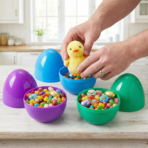 Viaecone 6 Pack 6 Inch 6 Jumbo Easter Eggs, Large Fillable Plastic Easter Eggs in Bright Colors, Big Empty Surprise