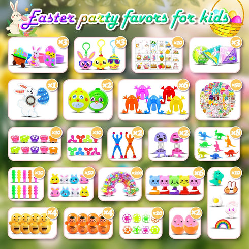 500 PCS Easter Eggs Fillers, Easter Party Favors for Kids Easter Basket Stuffers Fidget Toys Bulk, Classroom Prize