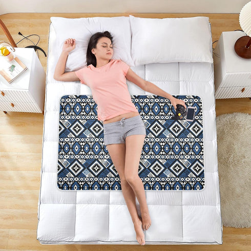 siphylline 52" 34" Ethnic Style Geometric Pattern Blue Extra Large Resuable Baby Bed Pad Water Resistant Baby Diaper