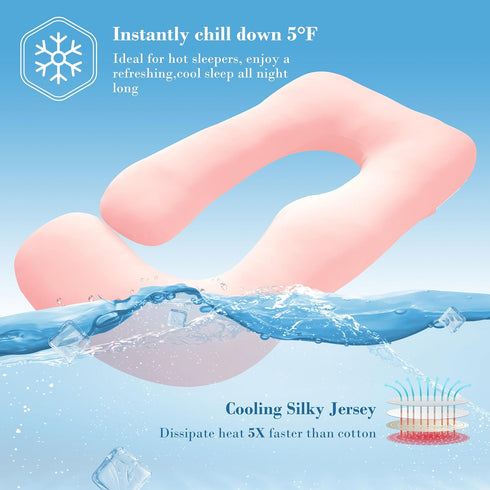 Cute Castle 57 Inch Cooling Cover Pregnancy Pillows, Soft U-Shape Maternity Pillow with Removable Cover - Full Body