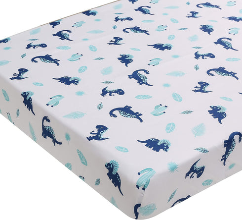 8 Set Set Stacker/3 YJM PC Dinosaur Crib Bedding for Baby Boys, Blue Nursery with Quilt/Sheet/Dust