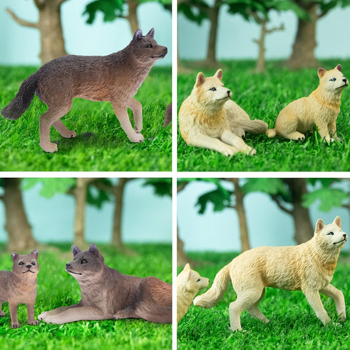8PCS Toymany Wolf Figures Forest Animals Toy Figurines - Realistic Jungle Zoo Animal FigurinesEducational Toy Cake