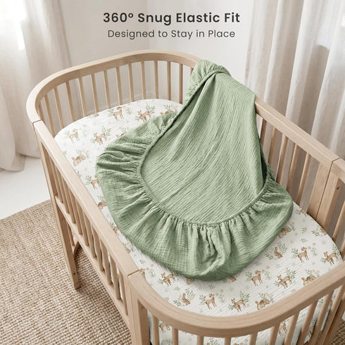 2 Pack 100% 33 21 inches Konssy Muslin Bassinet Sheets for Boys, Girls, Cotton Soft Breathable Fitted Bassinet Mattress
