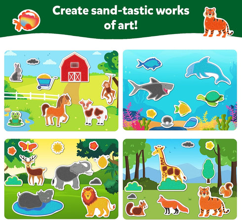 50+ 4, 5, 6, 7, 8, 9, 10 Skillmatics Sand Art Activity - Mess-Controlled DIY Animal Craft Kit with Colorful Stickers