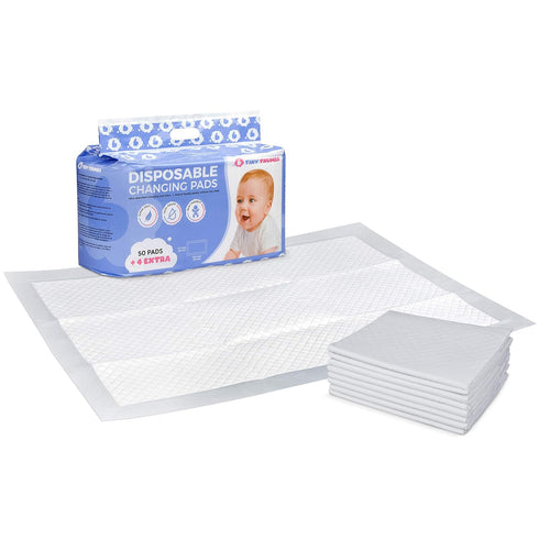 Disposable Changing Pads for Baby (54 Pack) - Super Soft, Ultra Absorbent