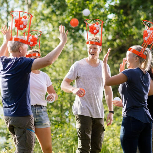 HyDren Head Hoop Basketball Party Game Set for Kids and Adults, Portable Adjustable Basket Net with Balls