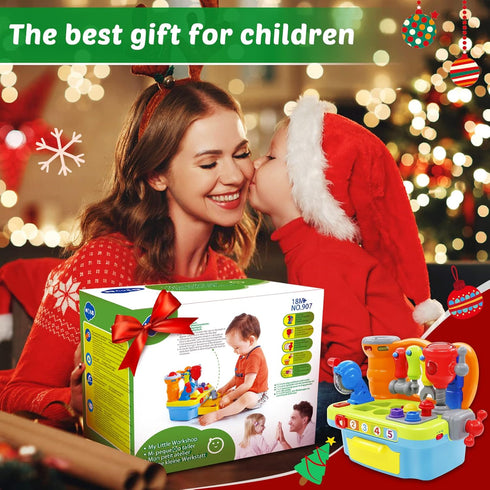 Musical Learning Workbench Baby Toys for 1 Year Old Boy Girl, Early Educational Sound Shape Tool Set for Kids Age 1-2