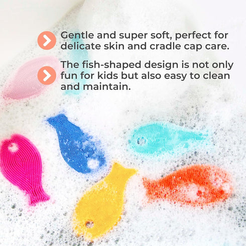 Innobaby Aqua Green Silicone Fish Bath Scrub - Sensory Fun for Babies