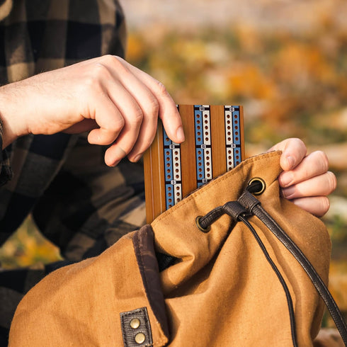 Set 2-Track 6 Small Size Travel Wooden Cribbage Board Game Foldable Cribbage with Magnetic Storage, Metal Pegs & Full