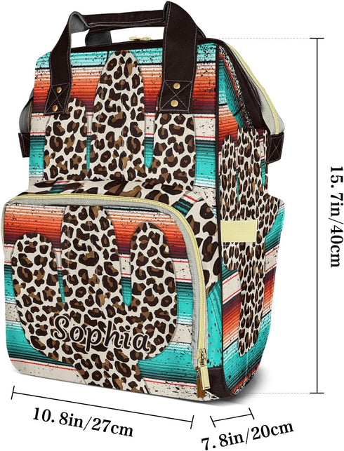 SunFancyCustom Funny Leopard Cactus Cute Diaper Bag Baby Nappy Bag Daughter Multi-Function Custom Baby Bag Picnic