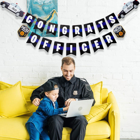Sumind 12 Pieces Police Party Decorations, Hanging Swirls and Jointed Banners for Birthday Graduation Party Supplies