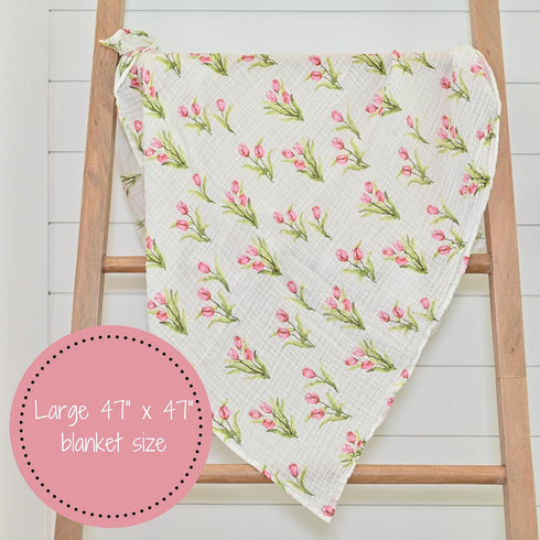 2PACK, 100% 47 47 Inches, LollyBanks Muslin Swaddle Blankets Cotton Baby Blanket x Large Baby Swaddle Breathable