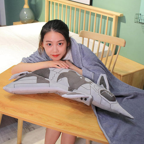 29 Inch Airplane Model Plush with Blanket, Warplane Stuffed Animal Toy for Decoration