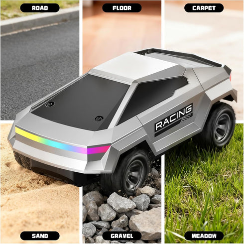 1:24 2WD 2.4GHz 3+ Remote Control Car, Scale Pick-up RC Truck, High Speed All Terrain Off-Road Vehicle with Lights