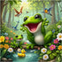 PPuzzling 1000 Cute Forest Frog Puzzles for Adults Pieces, Nature Animal Scene Jigsaw Puzzle with Birds, Flowers