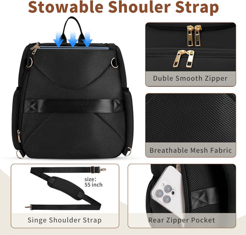 Backpack CEI-CEI Neoprene Diaper Bag Stylish Baby Maternity Bags Travel Tote for Mom with Insulated Pockets, Changing