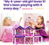 Dollhouse with 4 Princesses, 4 Unicorns, Dog, Furniture & Accessories - Pink and Purple Dream Toy for Girls Ages 2-7