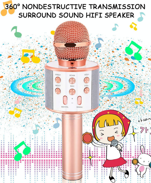 Wireless Bluetooth Karaoke Microphone - Popular Toys for Kids Age 5-12, Best Gifts for Boys & Girls, Champagne