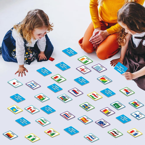 gisgfim 50 Pairs Memory Matching Game, Flags of The World Concentration Games for Kids and Adults, Fun & Fast Learning
