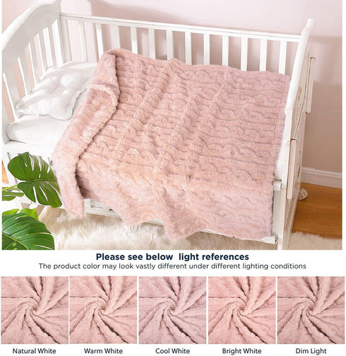 HOMRITAR Baby Blanket for Girls Toddlers, 3D Fleece Fluffy Fuzzy Blanket, Soft Warm Cozy, 30x40 inches, Pink