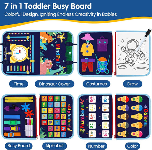 MindPal 3 3+ Busy Board, Montessori Toy for Over Year Old, Toddlers Educational Activity Developing Sensory Board